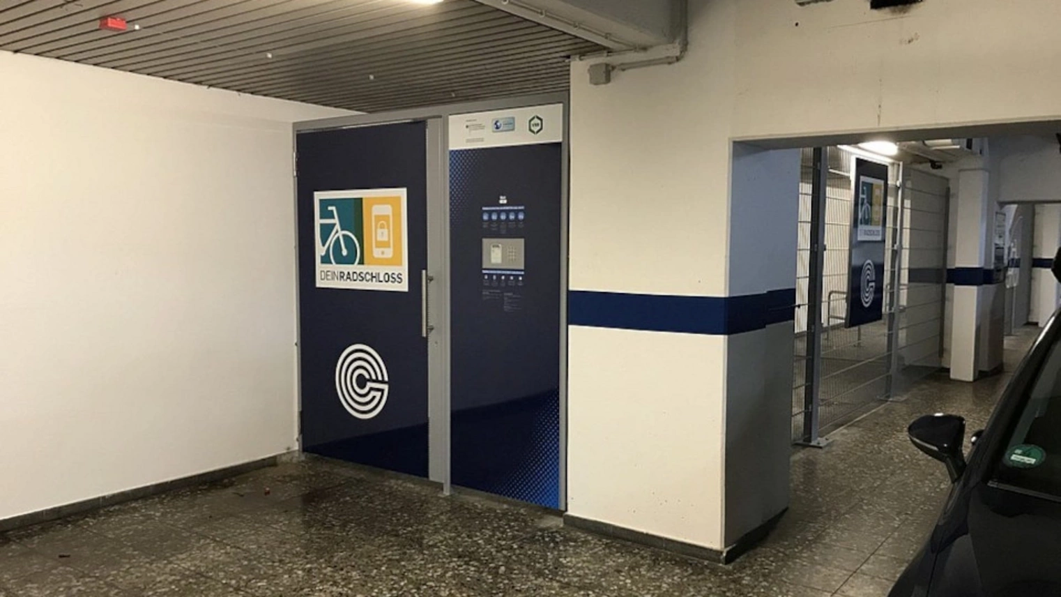 Die DeinRadschloss Anlage am Hauptbahnhof Gelsenkirchen im Parkhaus