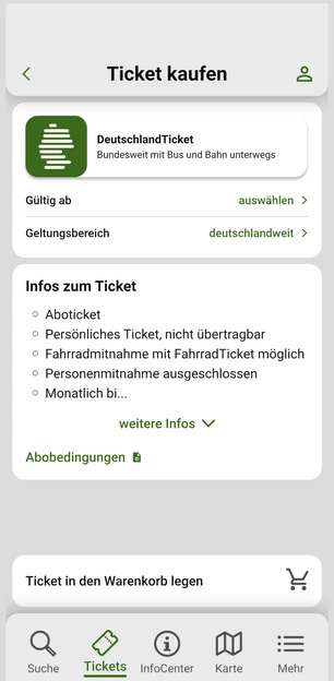 Das Deutschlandticket in der VRR App