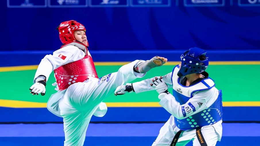 Taekwando-Kämpfer im Kampf