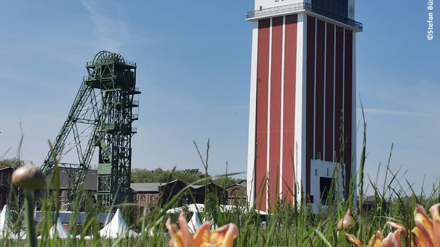Förderturm auf dem Gelände der Landesgartenschau