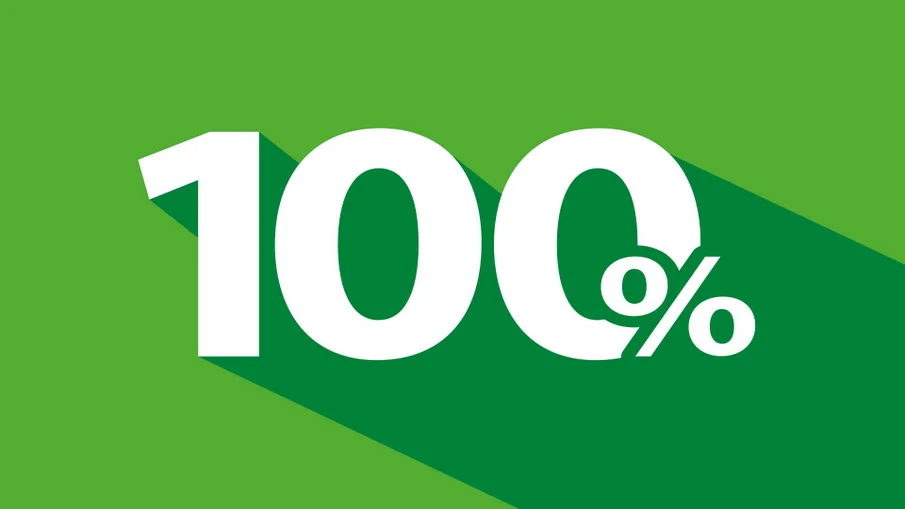 Schriftzug 100 Prozent
