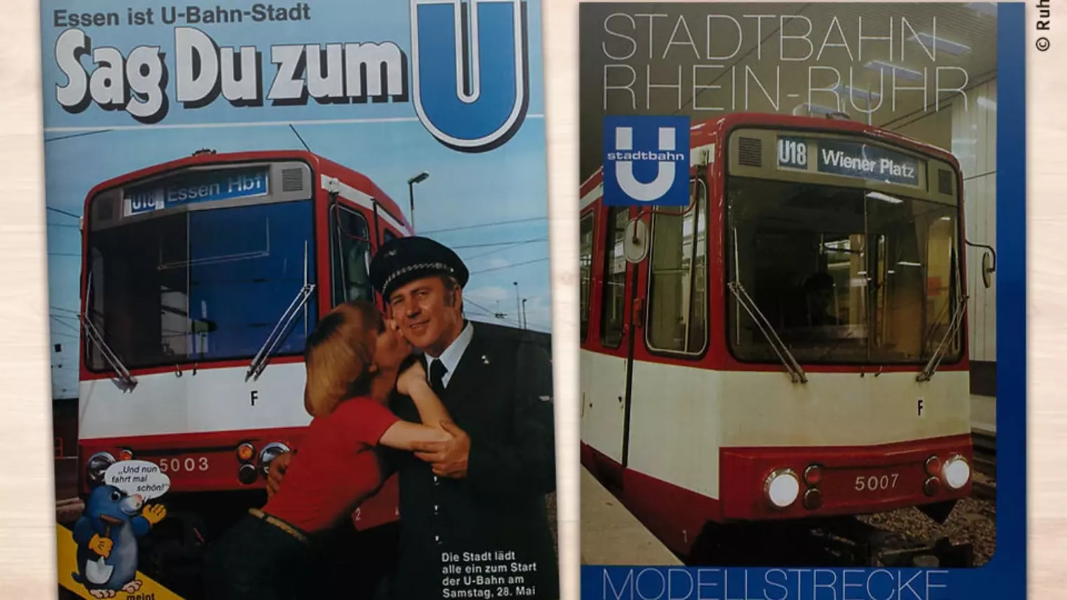 Titelseite eines Magazins sowie ein Plakat zur Stadtbahn Rhein-Ruhr
