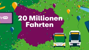 Illustration zu 20 Millionen Fahrten im VRR mit eezy.nrw 