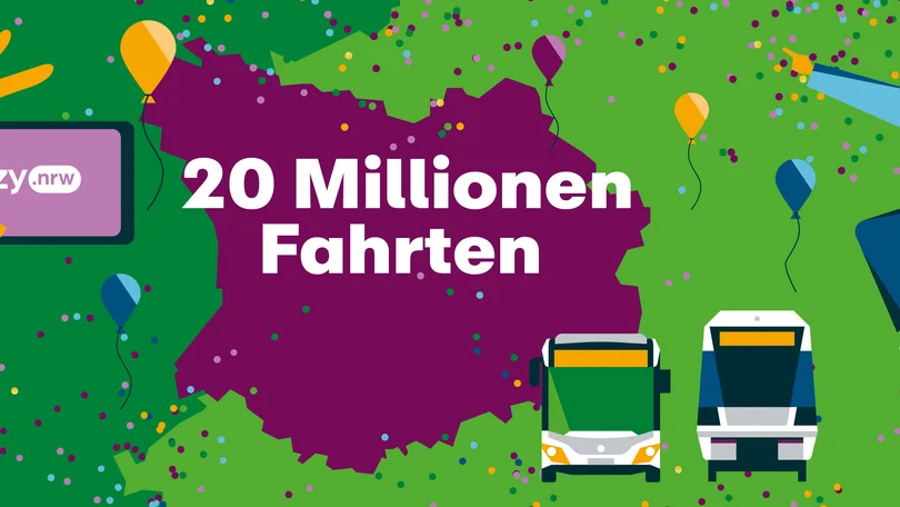 Illustration zu 20 Millionen Fahrten im VRR mit eezy.nrw 