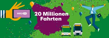 Illustration zu 20 Millionen Fahrten im VRR mit eezy.nrw 