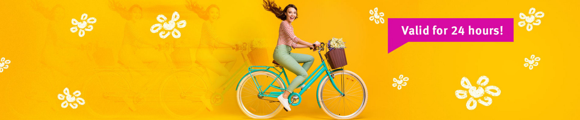 A woman on a bicycle