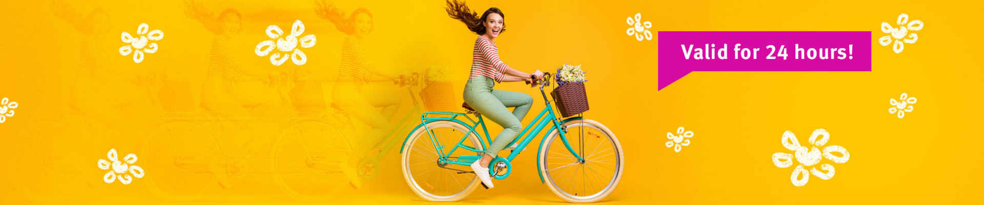 A woman on a bicycle