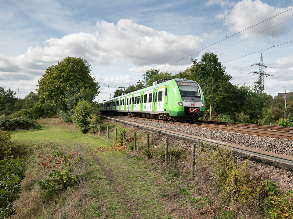 Die S-Bahn überquerte grüne Landschaften