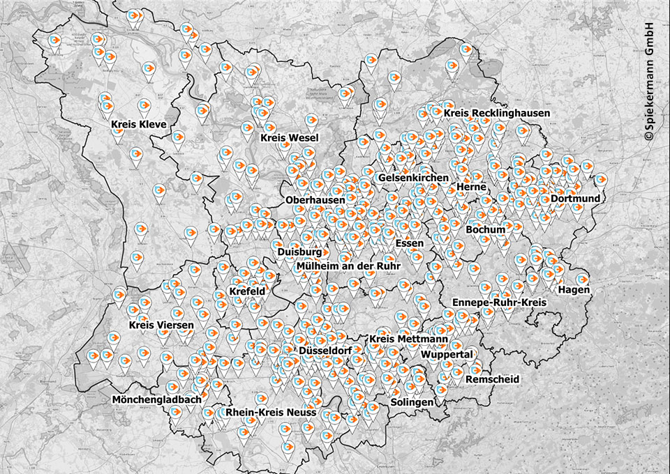 Eine Karte mit einer Übersicht der Mobilstationen im VRR