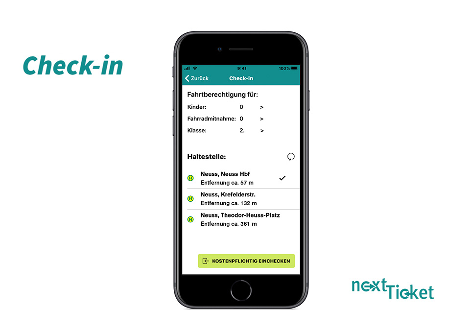 Bedienoberfläche der nextTicket-App