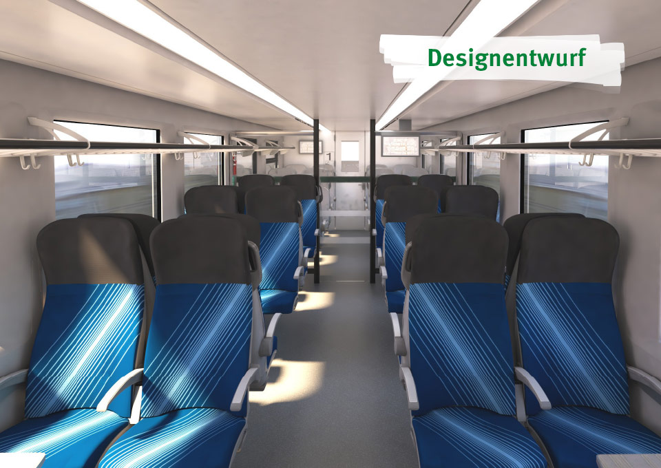Designentwurf für den Innenraum der Züge für das Niederrhein-Münsterland-Netz