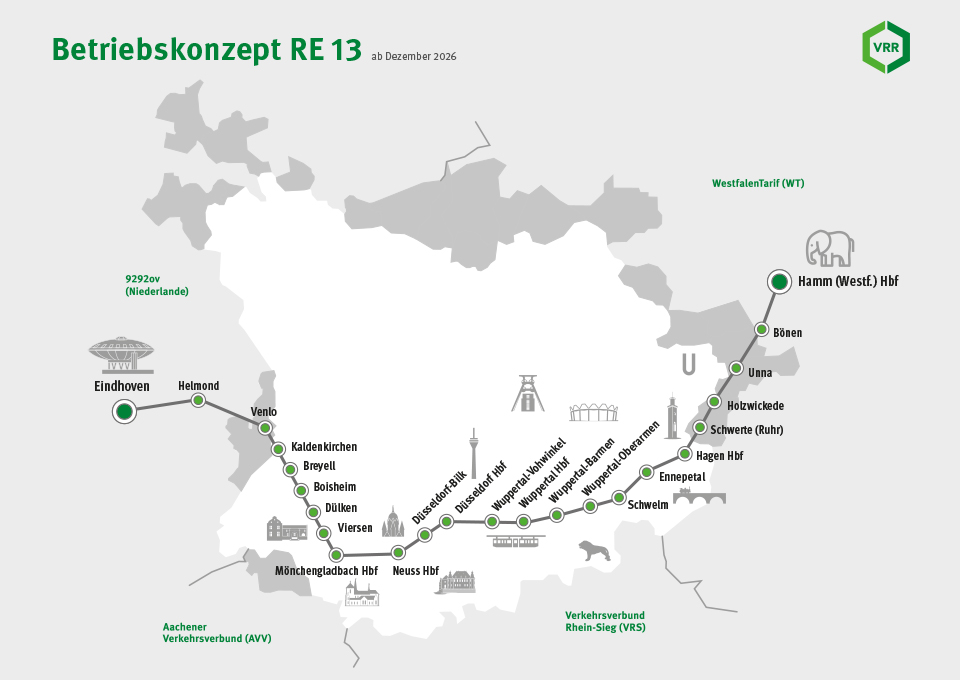 Betriebskonzept des RE 13 ab 2026 mit Linienweg