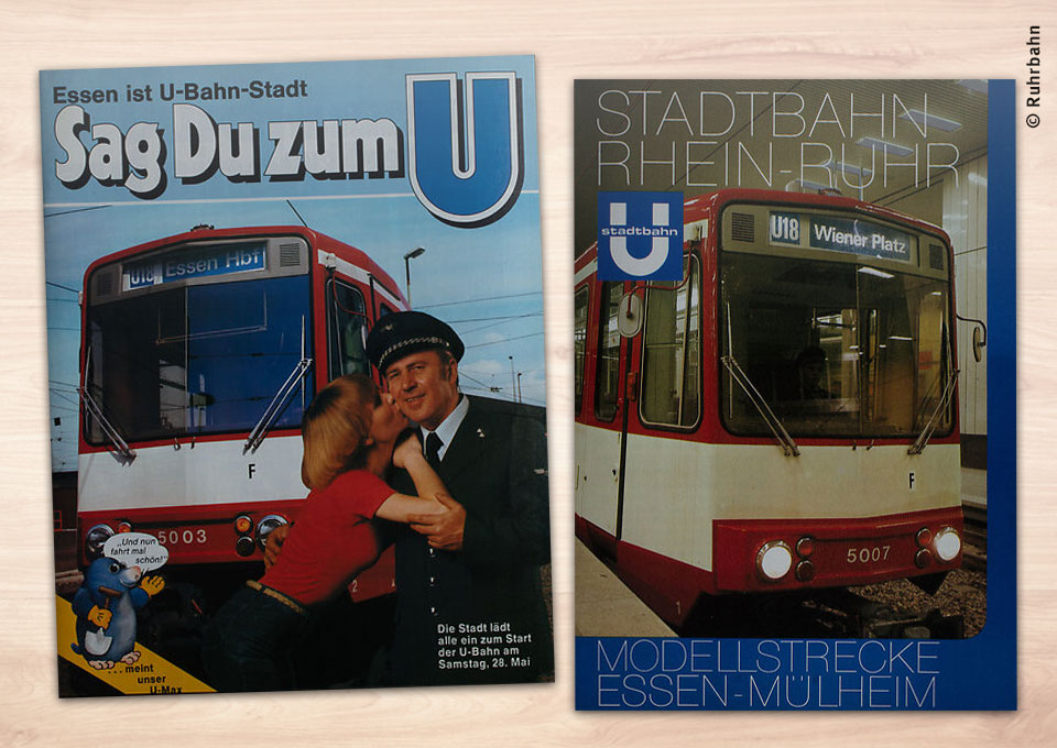 Titelseite eines Magazins sowie ein Plakat zur Stadtbahn Rhein-Ruhr