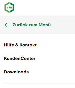 Die Hilfe und Kontakt-Seite auf vrr.de unter dem Menüpunkt Service