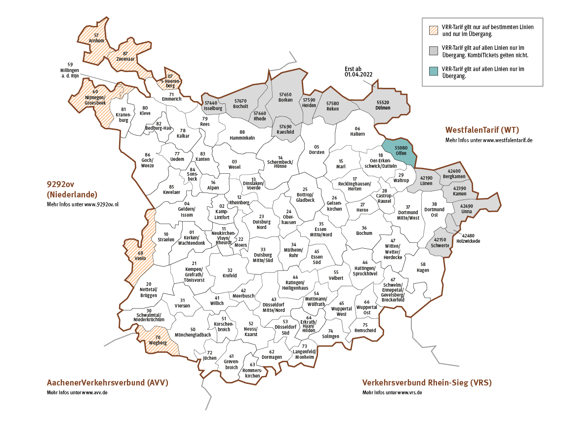 Die Verbundraumkarte des VRR